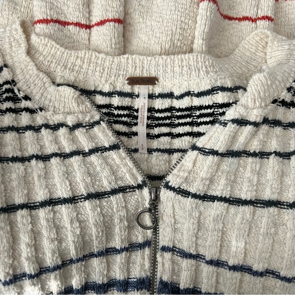 Free People Striped Rossi Henley Zipper Ribbed Sweater S - Picture 8 of 8